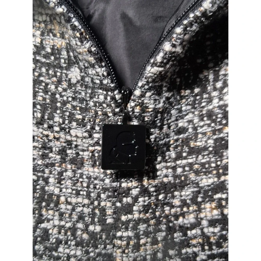 Karl Lagerfeld Paris Tweed Mermaid Eyelash Hem Boucle  Skirt Black White Size 12